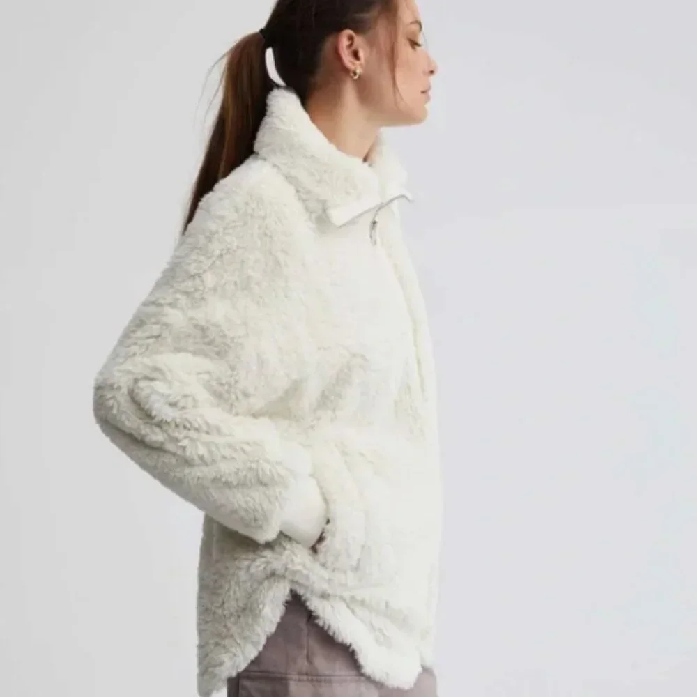 NWT Anthropologie Varley Norfolk Faux Fur Sherpa Jacket Egret Cream XS $198.00 - Picture 5 of 11